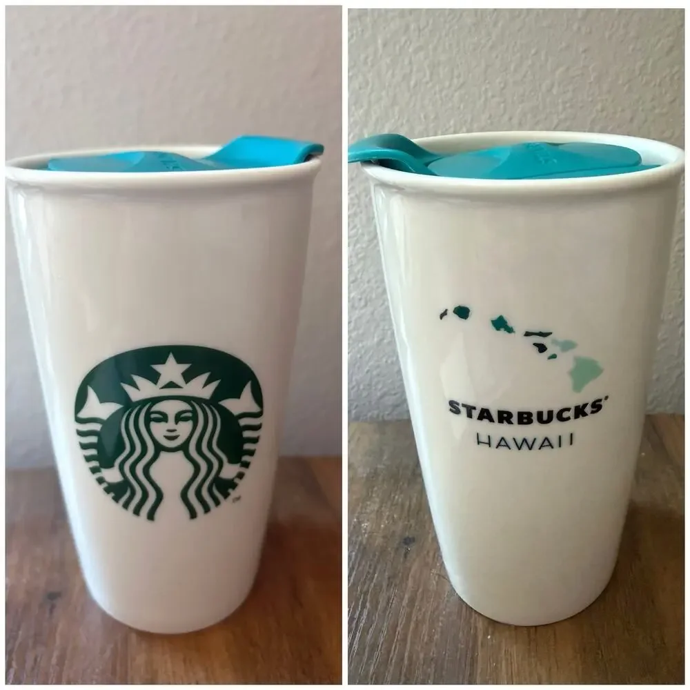 Starbucks 2014 Hawaii Islands Ceramic Travel Tumbler Mug Cup 12oz with Lid